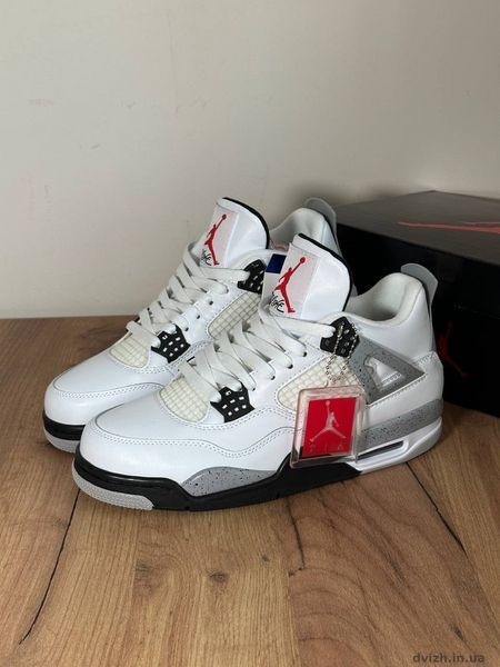 Кросівки чоловічі Nike Air Jordan 4 White Cement преміум J-10641 фото